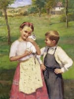 Children with a Kitten