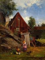 Girl with Chickens