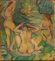 Women by a creek