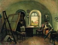 Ivan Shishkin and Alexander Gine in the Studio on Valaam
