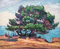 Personnages sous l'arbre à La Favière