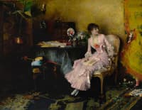 Jeune femme en rose avec son enfant