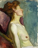 Semi-nude woman sitting