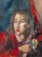 Mary Keene, in Red