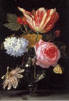 Flowers in a vase, with a passion flower