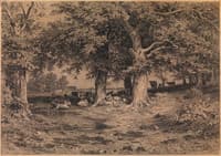 Cows and Sheep at a Watering Place