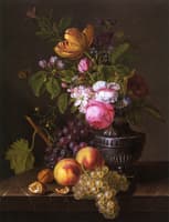 Still Life with Flowers, Peaches and Grapes