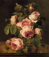 Pink Roses on a Marble Ledge