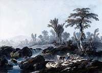 Landscape with Waterfall and Shepherds