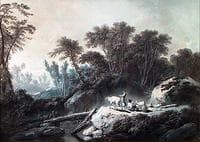 Mountainous Forest Landscape with Shepherd and Shepherdess