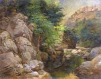 Rocky Landscape with Stream and Village