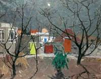 Garden, Temple, Winter Moon