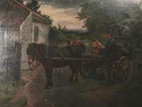 Preparing for Market, a Man and a Boy Loading Rhubarb