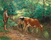 Shepherd with Cattle