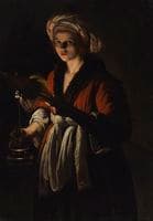 A Young Woman Holding a Distaff before a Lit Candle