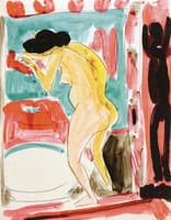Yellow Nude by the Bath Tub