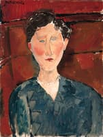 Portrait of woman with blue corsage