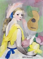 Woman with a Guitar and Flowers