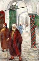 Arab Figures by Striped Pillar