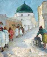 Figures Queuing outside a Mosque