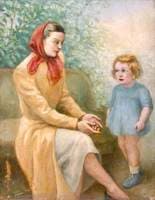 Mother with a Red Headscarf and Child