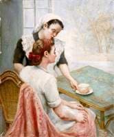 Portrait of a Lady and Maid with a Cup of Tea