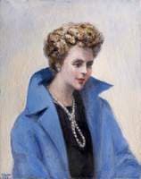 Portrait of a Lady in a Blue Coat with Pearls