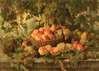 Basket with Grapes and Peaches