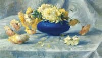 Still Life with Asters in a Blue Vase