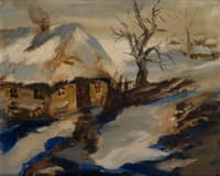 Winter Village Scene