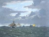 Destroyers Bombing Shore Batteries, 6 June 1944