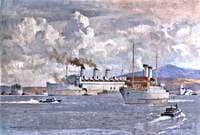 HM Troopship 'Queen Mary' at Anchor in the Clyde, Second World War