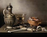Still Life with a Stoneware Jug, Berkemeyer, and Smoking Utensils