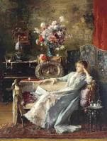 Young Woman Sitting on a Sofa
