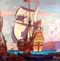 The 'Revenge' Leaving Plymouth to Meet the Armada....