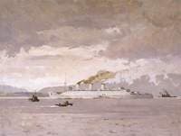 The Passenger Liner 'Queen Mary' Raising Steam