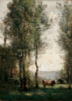 Wooded Landscape with Cows in a Clearing