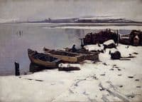 Snowy shore of Lake Trasimeno