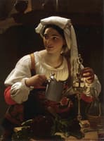 A Young Maiden Filling an Oil Lamp