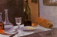 Still Life with Bottle, Carafe, Bread and Wine