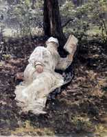 Leo Tolstoy in the forest.