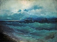 Ships in a Rough Sea; Sunrise