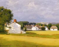 Village with a Church Spire in the Distance