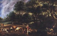Landscape with Hunters, Cows and Wildfowl