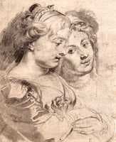 Two young women with a dog