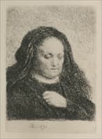Rembrandt's Mother in a Black Dress, as Small Upright Print