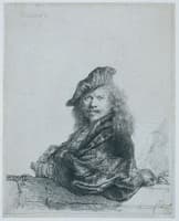 Rembrandt Leaning on a Stone Sill