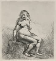 A Naked Woman Sitting on a Mound