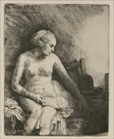 A Woman Preparing to Dress after Bathing
