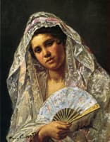 Spanish Dancer Wearing a Lace Mantilla